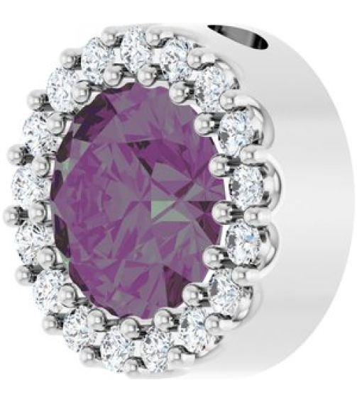88590 Pendant Set Sterling Silver Round Lab-Grown Alexandrite 6Mm 18 Ctw Natural Diamond I1, G-H Polished Lab-Grown Alexandrite And 18 Ctw Natural Diamond Halo-Style Pendant