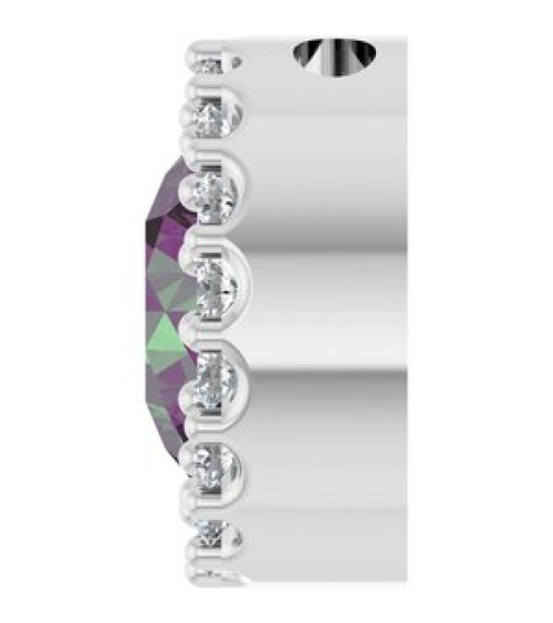88590 Pendant Set Sterling Silver Round Lab-Grown Alexandrite 6Mm 18 Ctw Natural Diamond I1, G-H Polished Lab-Grown Alexandrite And 18 Ctw Natural Diamond Halo-Style Pendant