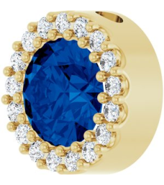 88590 Pendant Set 14K Yellow Round Lab-Grown Blue Sapphire 6Mm 18 Ctw Natural Diamond I1, G-H Polished Lab-Grown Blue Sapphire And 18 Ctw Natural Diamond Halo-Style Pendant