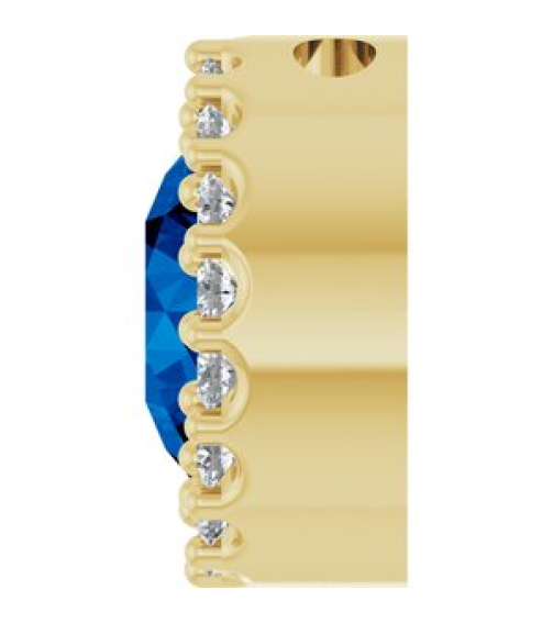 88590 Pendant Set 14K Yellow Round Lab-Grown Blue Sapphire 6Mm 18 Ctw Natural Diamond I1, G-H Polished Lab-Grown Blue Sapphire And 18 Ctw Natural Diamond Halo-Style Pendant