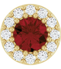 88590 Pendant Set 14K Yellow Round Natural Mozambique Garnet 4Mm 0.08 Ctw Natural Diamond I1, G-H Polished Natural Mozambique Garnet And .08 Ctw Natural Diamond Halo-Style Pendant
