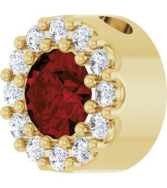 88590 Pendant Set 14K Yellow Round Natural Mozambique Garnet 4Mm 0.08 Ctw Natural Diamond I1, G-H Polished Natural Mozambique Garnet And .08 Ctw Natural Diamond Halo-Style Pendant
