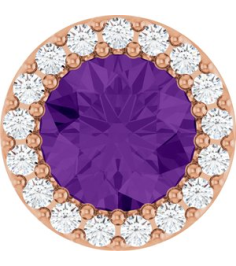 88590 Pendant Set 14K Rose Round Natural Amethyst 6Mm 18 Ctw Natural Diamond I1, G-H Polished Natural Amethyst And 18 Ctw Natural Diamond Halo-Style Pendant