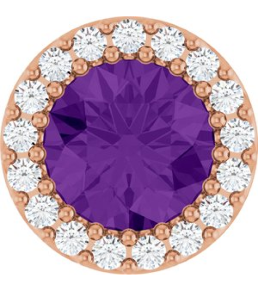 88590 Pendant Set 14K Rose Round Natural Amethyst 6Mm 18 Ctw Natural Diamond I1, G-H Polished Natural Amethyst And 18 Ctw Natural Diamond Halo-Style Pendant