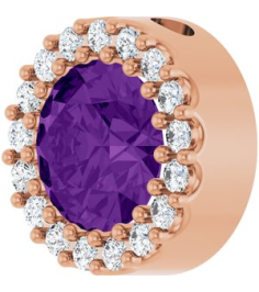 88590 Pendant Set 14K Rose Round Natural Amethyst 6Mm 18 Ctw Natural Diamond I1, G-H Polished Natural Amethyst And 18 Ctw Natural Diamond Halo-Style Pendant