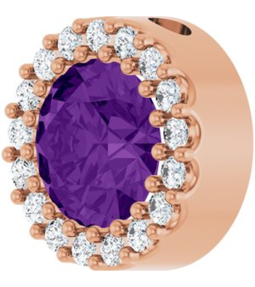 88590 Pendant Set 14K Rose Round Natural Amethyst 6Mm 18 Ctw Natural Diamond I1, G-H Polished Natural Amethyst And 18 Ctw Natural Diamond Halo-Style Pendant