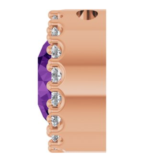 88590 Pendant Set 14K Rose Round Natural Amethyst 6Mm 18 Ctw Natural Diamond I1, G-H Polished Natural Amethyst And 18 Ctw Natural Diamond Halo-Style Pendant