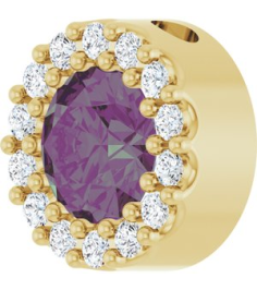 88590 Pendant Set 14K Yellow Round Lab-Grown Alexandrite 5Mm 110 Ctw Natural Diamond I1, G-H Polished Lab-Grown Alexandrite And 110 Ctw Natural Diamond Halo-Style Pendant