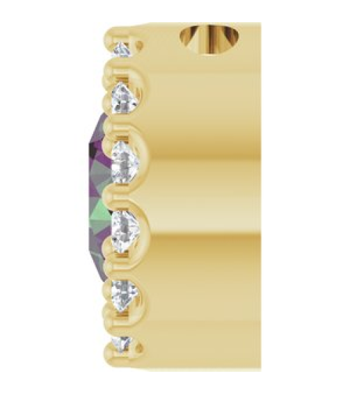 88590 Pendant Set 14K Yellow Round Lab-Grown Alexandrite 5Mm 110 Ctw Natural Diamond I1, G-H Polished Lab-Grown Alexandrite And 110 Ctw Natural Diamond Halo-Style Pendant