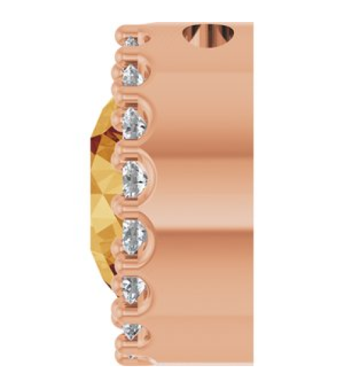 88590 Pendant Set 14K Rose Round Natural Citrine 6Mm 18 Ctw Natural Diamond I1, G-H Polished Natural Citrine And 18 Ctw Natural Diamond Halo-Style Pendant
