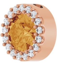 88590 Pendant Set 14K Rose Round Natural Citrine 6Mm 18 Ctw Natural Diamond I1, G-H Polished Natural Citrine And 18 Ctw Natural Diamond Halo-Style Pendant