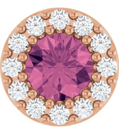 88590 Pendant Set 14K Rose Round Natural Pink Tourmaline 4Mm 0.08 Ctw Natural Diamond I1, G-H Polished Natural Pink Tourmaline And .08 Ctw Natural Diamond Halo-Style Pendant