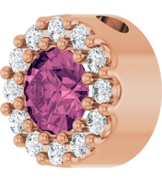 88590 Pendant Set 14K Rose Round Natural Pink Tourmaline 4Mm 0.08 Ctw Natural Diamond I1, G-H Polished Natural Pink Tourmaline And .08 Ctw Natural Diamond Halo-Style Pendant