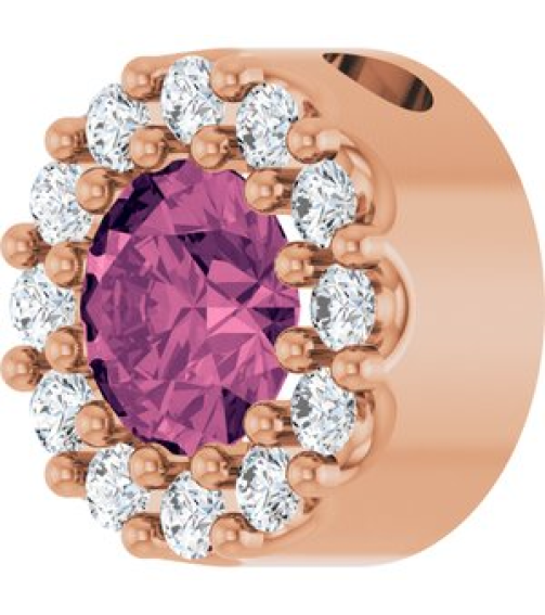88590 Pendant Set 14K Rose Round Natural Pink Tourmaline 4Mm 0.08 Ctw Natural Diamond I1, G-H Polished Natural Pink Tourmaline And .08 Ctw Natural Diamond Halo-Style Pendant