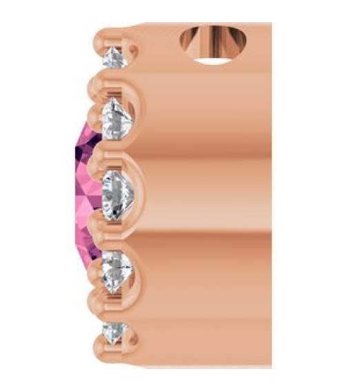 88590 Pendant Set 14K Rose Round Natural Pink Tourmaline 4Mm 0.08 Ctw Natural Diamond I1, G-H Polished Natural Pink Tourmaline And .08 Ctw Natural Diamond Halo-Style Pendant
