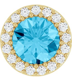 88590 Pendant Set 14K Yellow Round Natural Aquamarine 6Mm 18 Ctw Natural Diamond I1, G-H Polished Natural Aquamarine And 18 Ctw Natural Diamond Halo-Style Pendant
