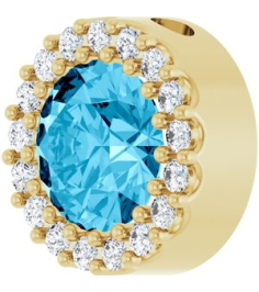 88590 Pendant Set 14K Yellow Round Natural Aquamarine 6Mm 18 Ctw Natural Diamond I1, G-H Polished Natural Aquamarine And 18 Ctw Natural Diamond Halo-Style Pendant