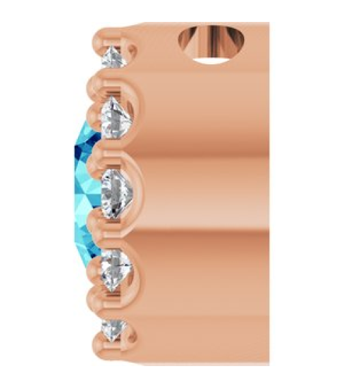 88590 Pendant Set 14K Rose Round Natural Blue Zircon 4Mm 0.08 Ctw Natural Diamond I1, G-H Polished Natural Blue Zircon And .08 Ctw Natural Diamond Halo-Style Pendant