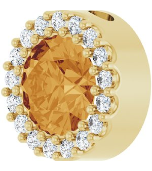 88590 Pendant Set 14K Yellow Round Natural Citrine 6Mm 18 Ctw Natural Diamond I1, G-H Polished Natural Citrine And 18 Ctw Natural Diamond Halo-Style Pendant