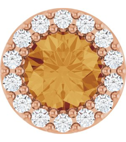 88590 Pendant Set 14K Rose Round Natural Citrine 5Mm 110 Ctw Natural Diamond I1, G-H Polished Natural Citrine And 110 Ctw Natural Diamond Halo-Style Pendant