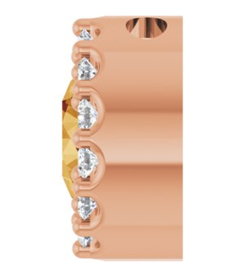 88590 Pendant Set 14K Rose Round Natural Citrine 5Mm 110 Ctw Natural Diamond I1, G-H Polished Natural Citrine And 110 Ctw Natural Diamond Halo-Style Pendant