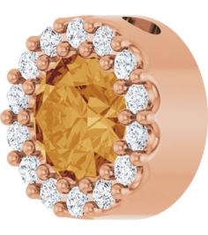 88590 Pendant Set 14K Rose Round Natural Citrine 5Mm 110 Ctw Natural Diamond I1, G-H Polished Natural Citrine And 110 Ctw Natural Diamond Halo-Style Pendant