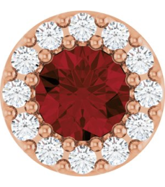 88590 Pendant Set 14K Rose Round Natural Mozambique Garnet 4Mm 0.08 Ctw Natural Diamond I1, G-H Polished Natural Mozambique Garnet And .08 Ctw Natural Diamond Halo-Style Pendant