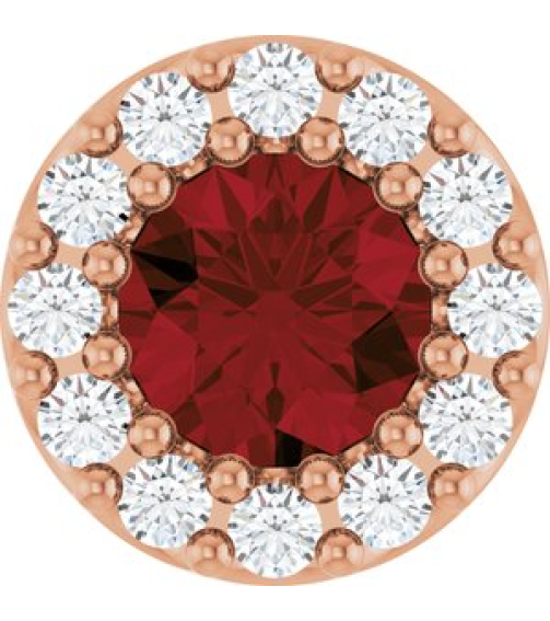 88590 Pendant Set 14K Rose Round Natural Mozambique Garnet 4Mm 0.08 Ctw Natural Diamond I1, G-H Polished Natural Mozambique Garnet And .08 Ctw Natural Diamond Halo-Style Pendant