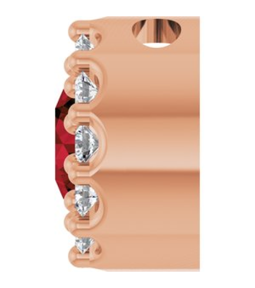 88590 Pendant Set 14K Rose Round Natural Mozambique Garnet 4Mm 0.08 Ctw Natural Diamond I1, G-H Polished Natural Mozambique Garnet And .08 Ctw Natural Diamond Halo-Style Pendant