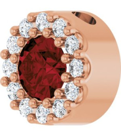 88590 Pendant Set 14K Rose Round Natural Mozambique Garnet 4Mm 0.08 Ctw Natural Diamond I1, G-H Polished Natural Mozambique Garnet And .08 Ctw Natural Diamond Halo-Style Pendant