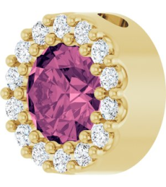 88590 Pendant Set 14K Yellow Round Natural Pink Tourmaline 5Mm 110 Ctw Natural Diamond I1, G-H Polished Natural Pink Tourmaline And 110 Ctw Natural Diamond Halo-Style Pendant