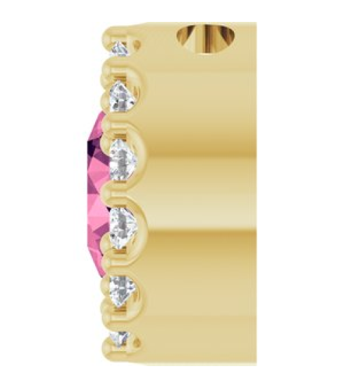 88590 Pendant Set 14K Yellow Round Natural Pink Tourmaline 5Mm 110 Ctw Natural Diamond I1, G-H Polished Natural Pink Tourmaline And 110 Ctw Natural Diamond Halo-Style Pendant