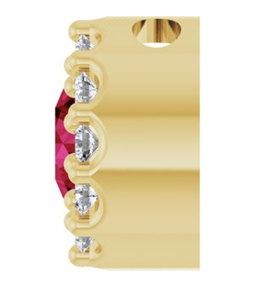 88590 Pendant Set 14K Yellow Round Lab-Grown Ruby 4Mm 0.08 Ctw Natural Diamond I1, G-H Polished Lab-Grown Ruby And .08 Ctw Natural Diamond Halo-Style Pendant