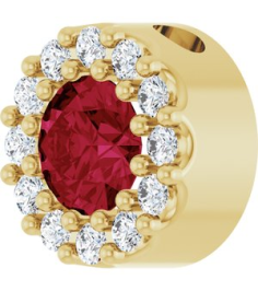 88590 Pendant Set 14K Yellow Round Lab-Grown Ruby 4Mm 0.08 Ctw Natural Diamond I1, G-H Polished Lab-Grown Ruby And .08 Ctw Natural Diamond Halo-Style Pendant