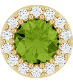 88590 Pendant Set 14K Yellow Round Natural Peridot 5Mm 110 Ctw Natural Diamond I1, G-H Polished Natural Peridot And 110 Ctw Natural Diamond Halo-Style Pendant