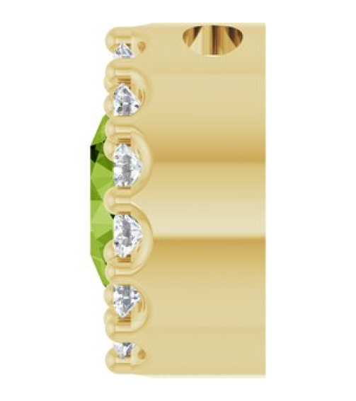 88590 Pendant Set 14K Yellow Round Natural Peridot 5Mm 110 Ctw Natural Diamond I1, G-H Polished Natural Peridot And 110 Ctw Natural Diamond Halo-Style Pendant
