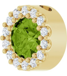 88590 Pendant Set 14K Yellow Round Natural Peridot 5Mm 110 Ctw Natural Diamond I1, G-H Polished Natural Peridot And 110 Ctw Natural Diamond Halo-Style Pendant