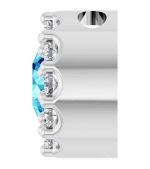 88590 Pendant Set Sterling Silver Round Natural Blue Zircon 4Mm 0.08 Ctw Natural Diamond I1, G-H Polished Natural Blue Zircon And .08 Ctw Natural Diamond Halo-Style Pendant