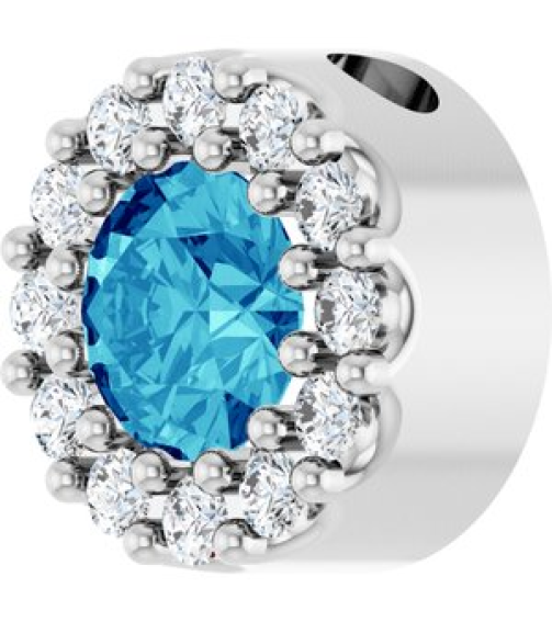 88590 Pendant Set Sterling Silver Round Natural Blue Zircon 4Mm 0.08 Ctw Natural Diamond I1, G-H Polished Natural Blue Zircon And .08 Ctw Natural Diamond Halo-Style Pendant
