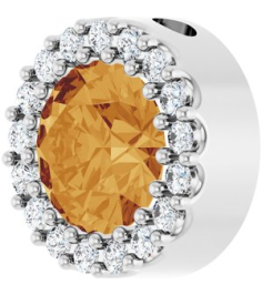 88590 Pendant Set Platinum Round Natural Citrine 6Mm 18 Ctw Natural Diamond Si2-Si3, G-H Polished Natural Citrine And 18 Ctw Natural Diamond Halo-Style Pendant