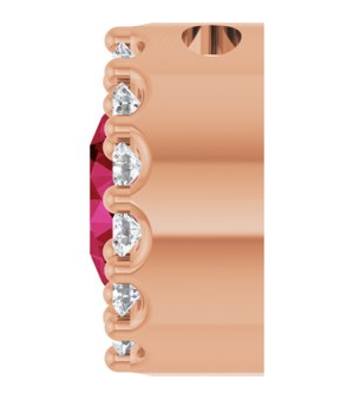88590 Pendant Set 14K Rose Round Lab-Grown Ruby 5Mm 110 Ctw Natural Diamond I1, G-H Polished Lab-Grown Ruby And 110 Ctw Natural Diamond Halo-Style Pendant