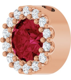 88590 Pendant Set 14K Rose Round Lab-Grown Ruby 5Mm 110 Ctw Natural Diamond I1, G-H Polished Lab-Grown Ruby And 110 Ctw Natural Diamond Halo-Style Pendant