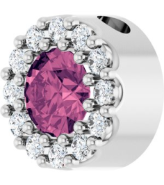 88590 Pendant Set Platinum Round Natural Pink Tourmaline 4Mm 0.08 Ctw Natural Diamond Si2-Si3, G-H Polished Natural Pink Tourmaline And .08 Ctw Natural Diamond Halo-Style Pendant