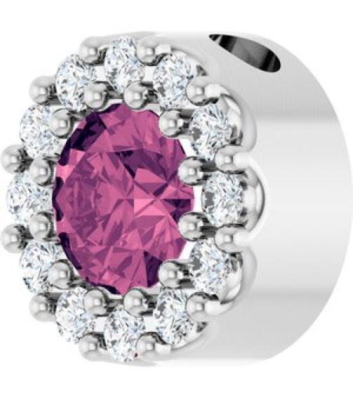 88590 Pendant Set Platinum Round Natural Pink Tourmaline 4Mm 0.08 Ctw Natural Diamond Si2-Si3, G-H Polished Natural Pink Tourmaline And .08 Ctw Natural Diamond Halo-Style Pendant