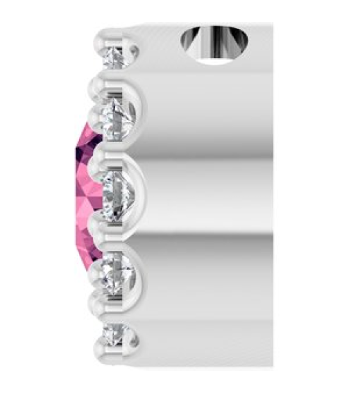 88590 Pendant Set Platinum Round Natural Pink Tourmaline 4Mm 0.08 Ctw Natural Diamond Si2-Si3, G-H Polished Natural Pink Tourmaline And .08 Ctw Natural Diamond Halo-Style Pendant