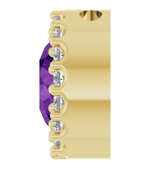 88590 Pendant Set 14K Yellow Round Natural Amethyst 6Mm 18 Ctw Natural Diamond I1, G-H Polished Natural Amethyst And 18 Ctw Natural Diamond Halo-Style Pendant