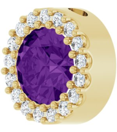 88590 Pendant Set 14K Yellow Round Natural Amethyst 6Mm 18 Ctw Natural Diamond I1, G-H Polished Natural Amethyst And 18 Ctw Natural Diamond Halo-Style Pendant