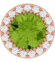 88590 Pendant Set 14K Rose Round Natural Peridot 6Mm 18 Ctw Natural Diamond I1, G-H Polished Natural Peridot And 18 Ctw Natural Diamond Halo-Style Pendant