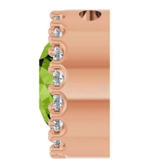 88590 Pendant Set 14K Rose Round Natural Peridot 6Mm 18 Ctw Natural Diamond I1, G-H Polished Natural Peridot And 18 Ctw Natural Diamond Halo-Style Pendant