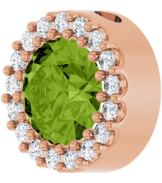 88590 Pendant Set 14K Rose Round Natural Peridot 6Mm 18 Ctw Natural Diamond I1, G-H Polished Natural Peridot And 18 Ctw Natural Diamond Halo-Style Pendant
